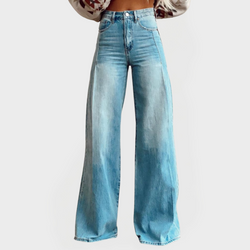 Jeans estilosos de perna larga