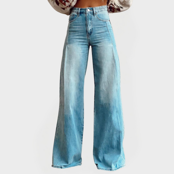 Jeans estilosos de perna larga