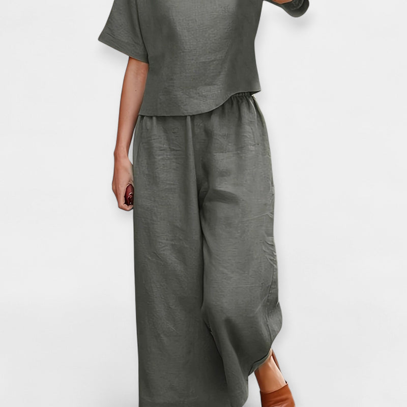 Conjunto de Calças Leves com Blusa de Manga Curta