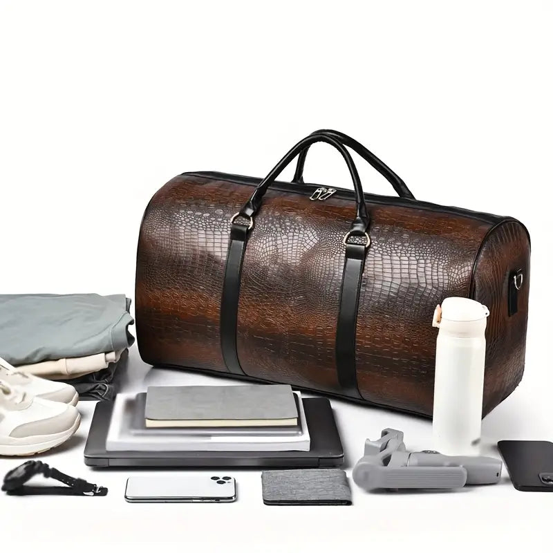 Lucas™ - Bolsa de Viagem com Estampa Vintage de Crocodilo