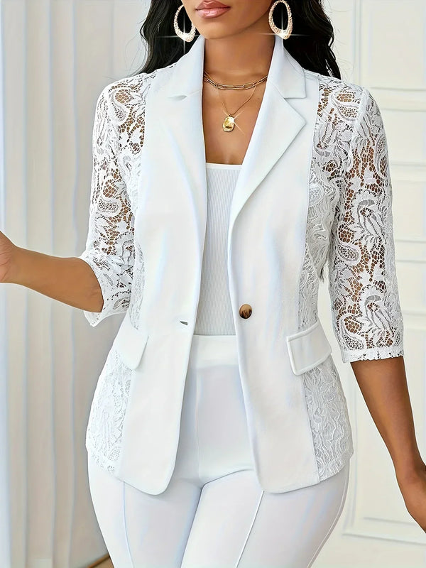 Layla™ - Blazer de Renda Contrastante