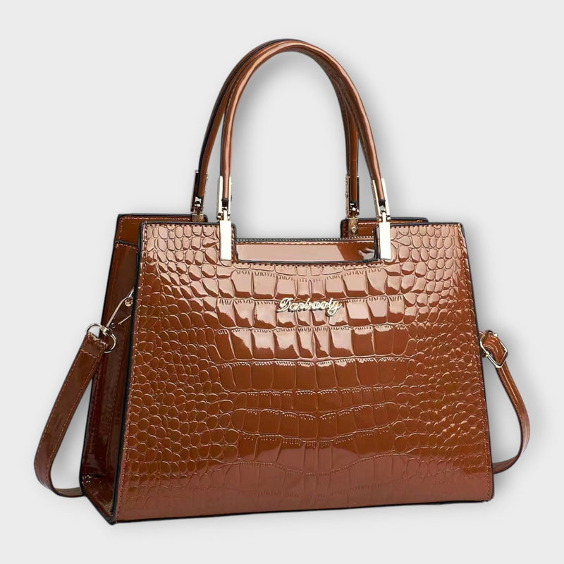 Olivia - Bolsa Brilhante com Estampa de Crocodilo