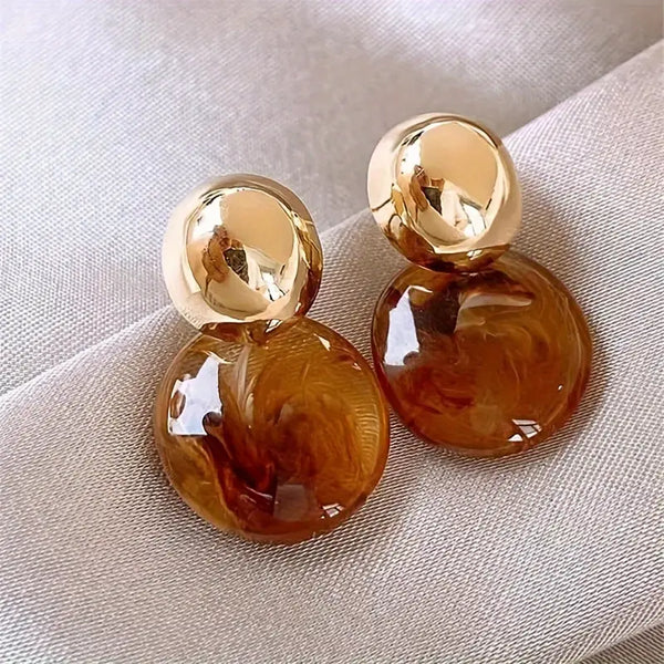 Brincos Pingente Aurélie Amber | Ouro
