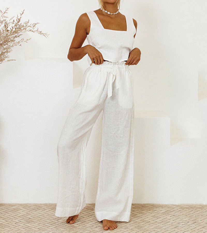 Evelyne | Conjunto de Blusa Minimalista de Luxo e Calça Pantalona