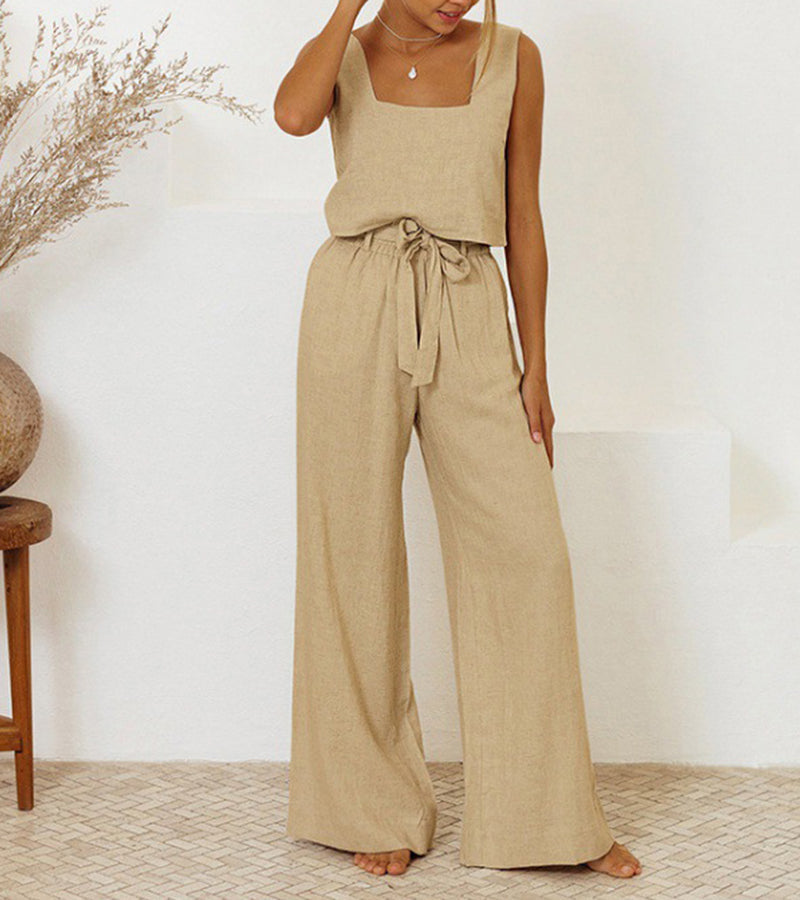 Evelyne | Conjunto de Blusa Minimalista de Luxo e Calça Pantalona