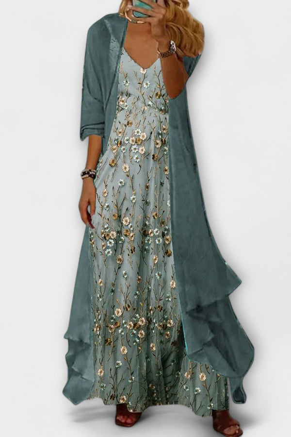 Bryleigh | Conjunto de Vestido Longo Elegante em Duas Peças