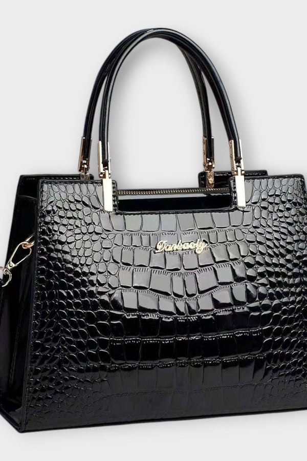 Olivia - Bolsa Brilhante com Estampa de Crocodilo