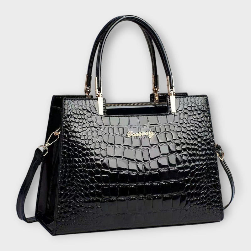 Olivia - Bolsa Brilhante com Estampa de Crocodilo