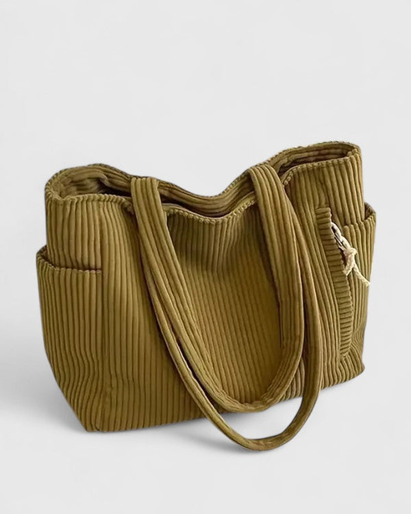 Liorane | Bolsa Tote Luxuosa Canelada com Detalhe em Cordão