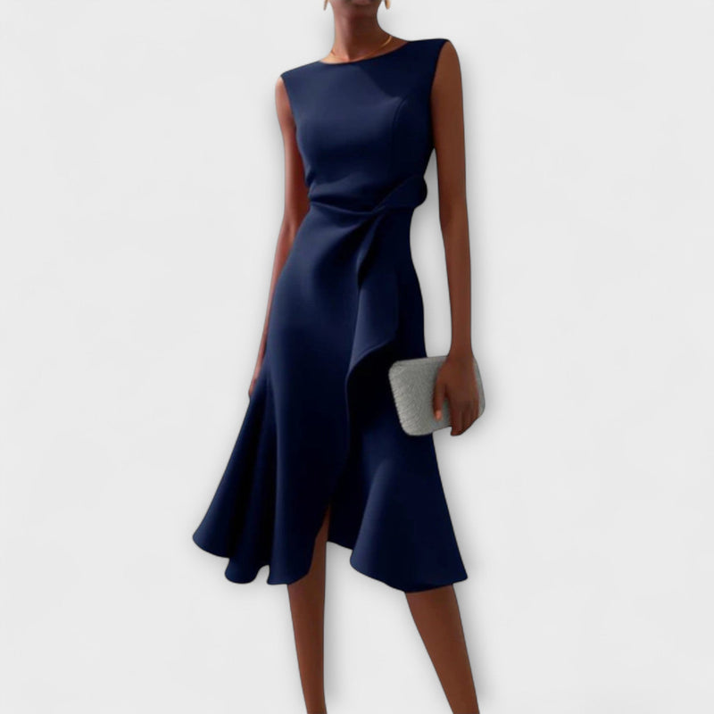 Juliette – Vestido Midi Assimétrico com Drapeado