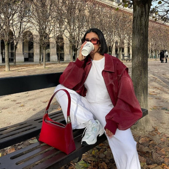 Faye™ - Jaqueta de Couro Oversized
