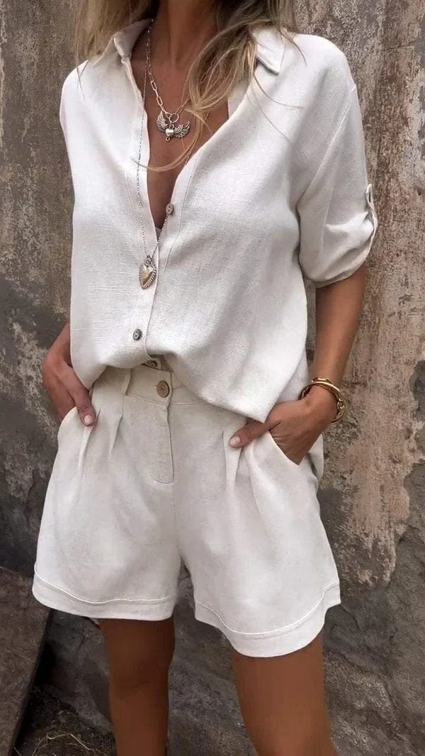 Linea | Conjunto Casual de Camisa e Shorts com Caimento Relaxado