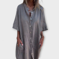 Melanie - Vestido Camisa Midi Casual Inspirado em Ibiza