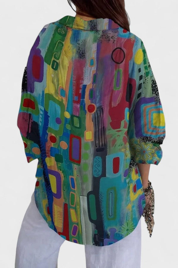 Rose™ | Blusa com Padrão Geométrico Elegante