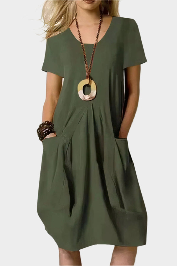 Vestido Longo Arejado com Bolsos