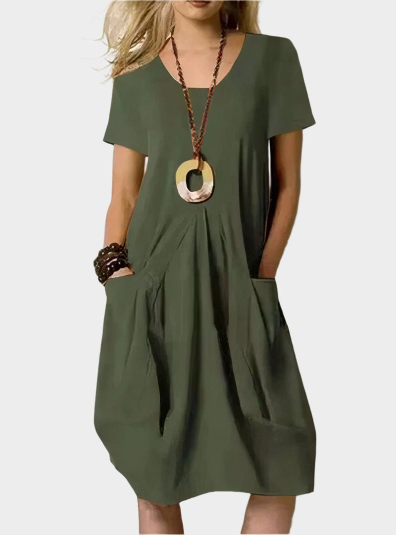 Vestido Longo Arejado com Bolsos