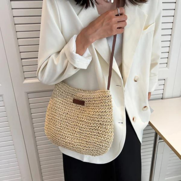 Mary - Bolsa Transversal Retrô de Palha Sling