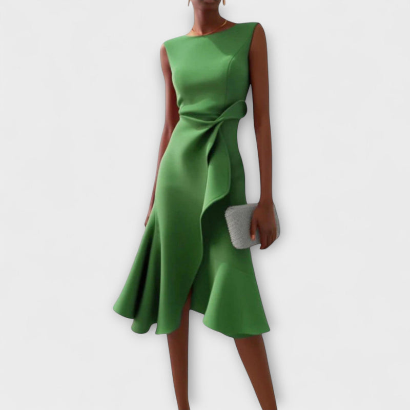 Juliette – Vestido Midi Assimétrico com Drapeado