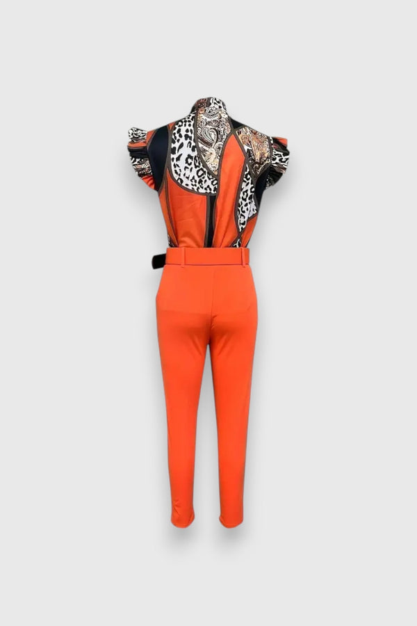 Conjunto de Duas Peças com Estampa de Onça Moderna