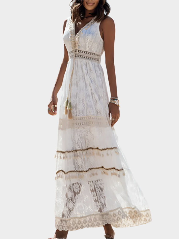 Vestido Retrô com Estilo Boho e Amarração