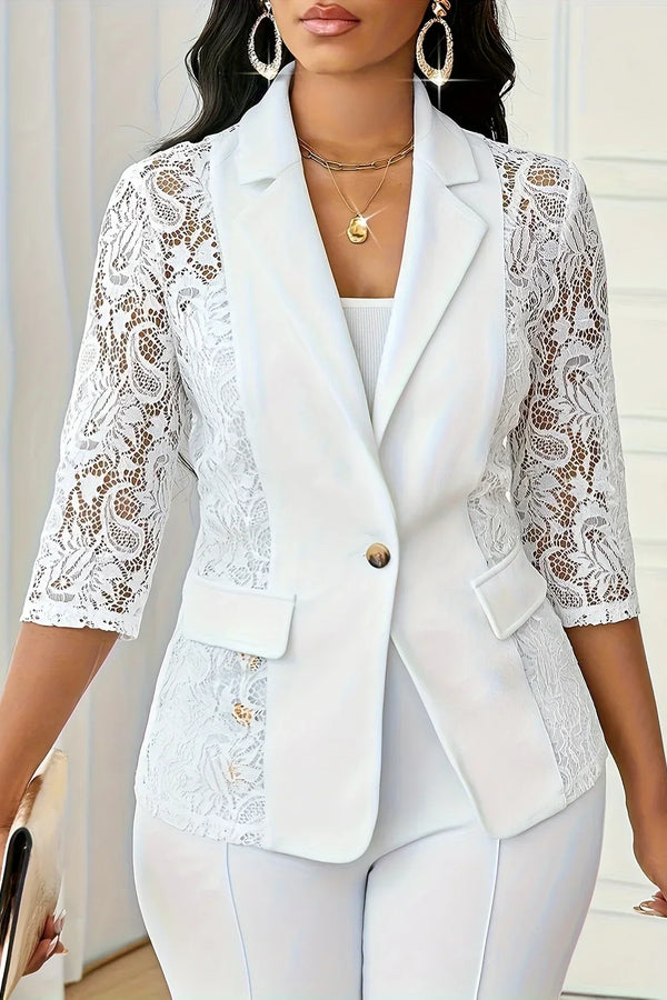 Layla™ - Blazer de Renda Contrastante
