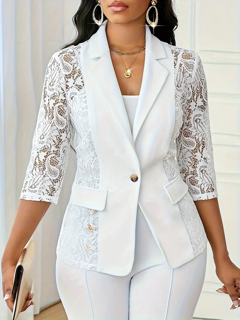 Layla™ - Blazer de Renda Contrastante