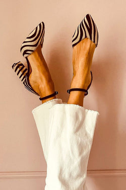 Mirai™ | Sandálias de Salto Médio com Tira Estampada de Zebra