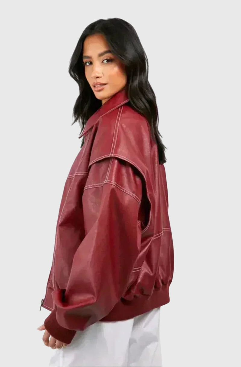 Faye™ - Jaqueta de Couro Oversized