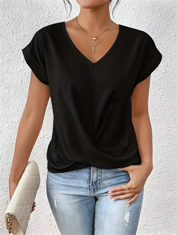 Maia | Blusa com Decote V Torcido na Frente
