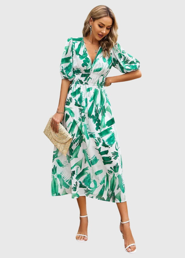 Merlin™ | Vestido Midi Floral Que Valoriza a Silhueta