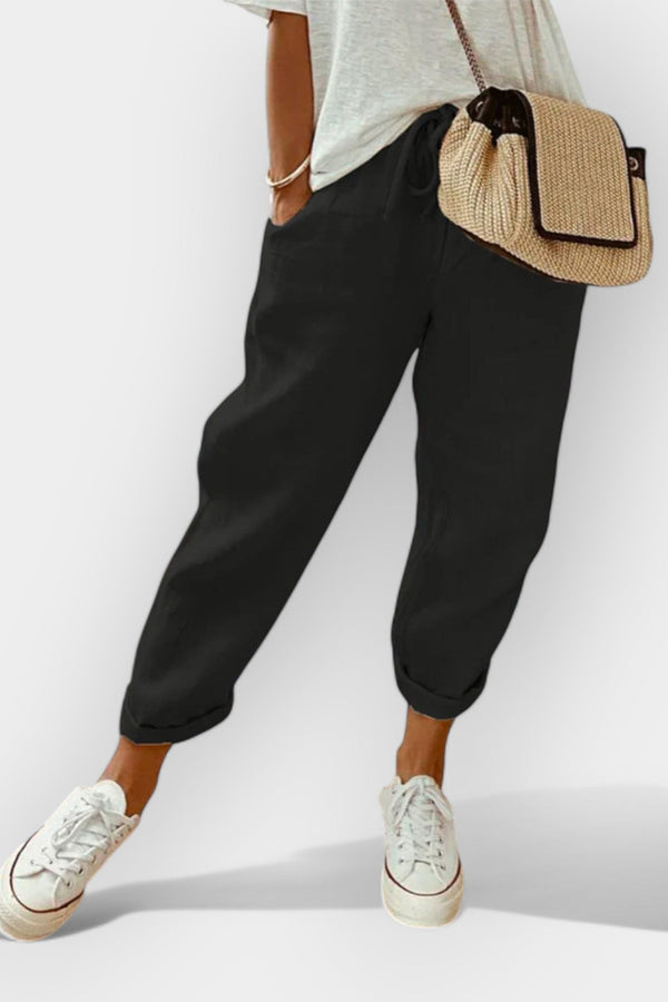 Calças leves de linho