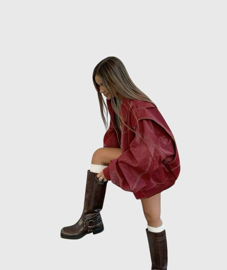 Faye™ - Jaqueta de Couro Oversized