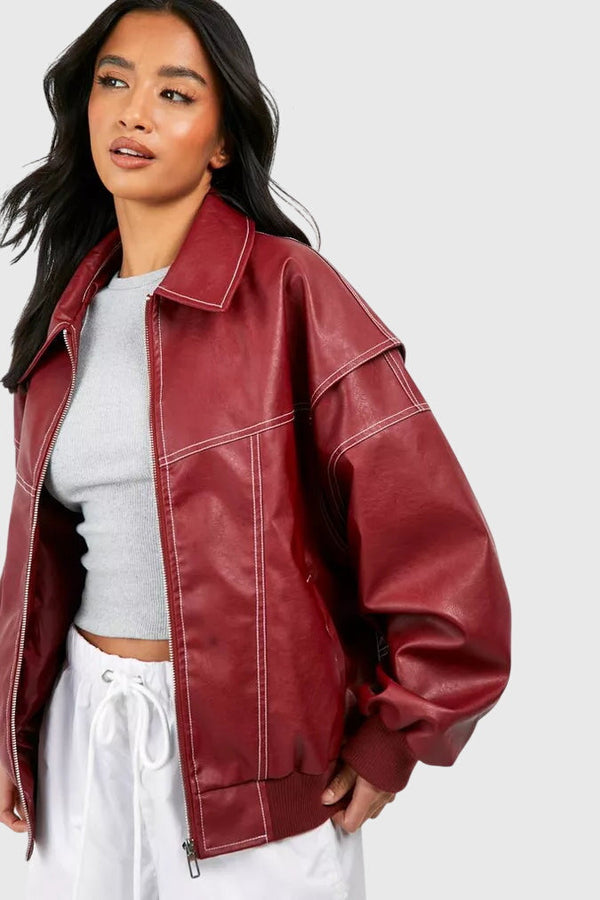 Faye™ - Jaqueta de Couro Oversized