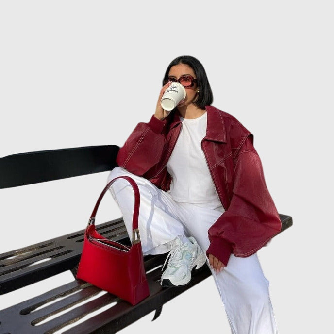 Faye™ - Jaqueta de Couro Oversized
