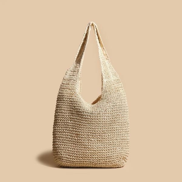 Valeria - Bolsa de Ombro Estilosa de Palha Trançada em Rattan