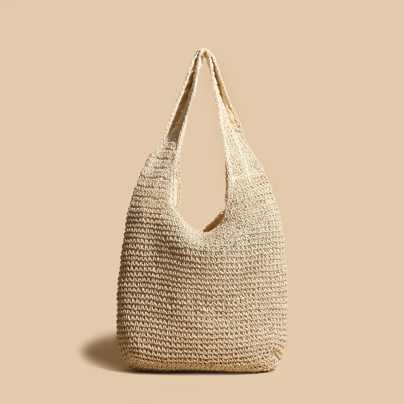 Valeria - Bolsa de Ombro Estilosa de Palha Trançada em Rattan