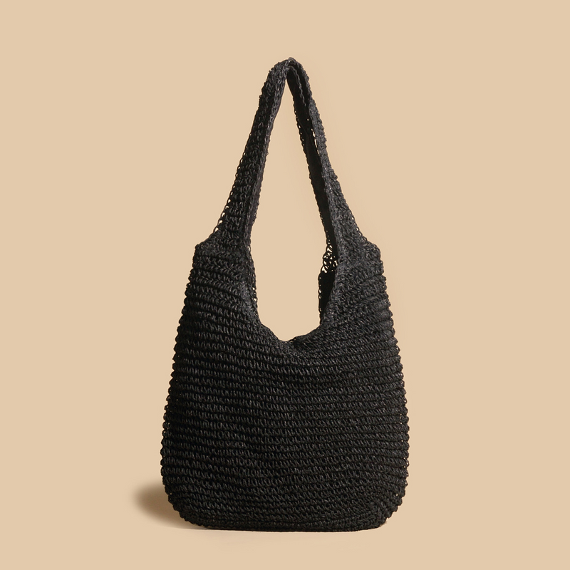 Valeria - Bolsa de Ombro Estilosa de Palha Trançada em Rattan
