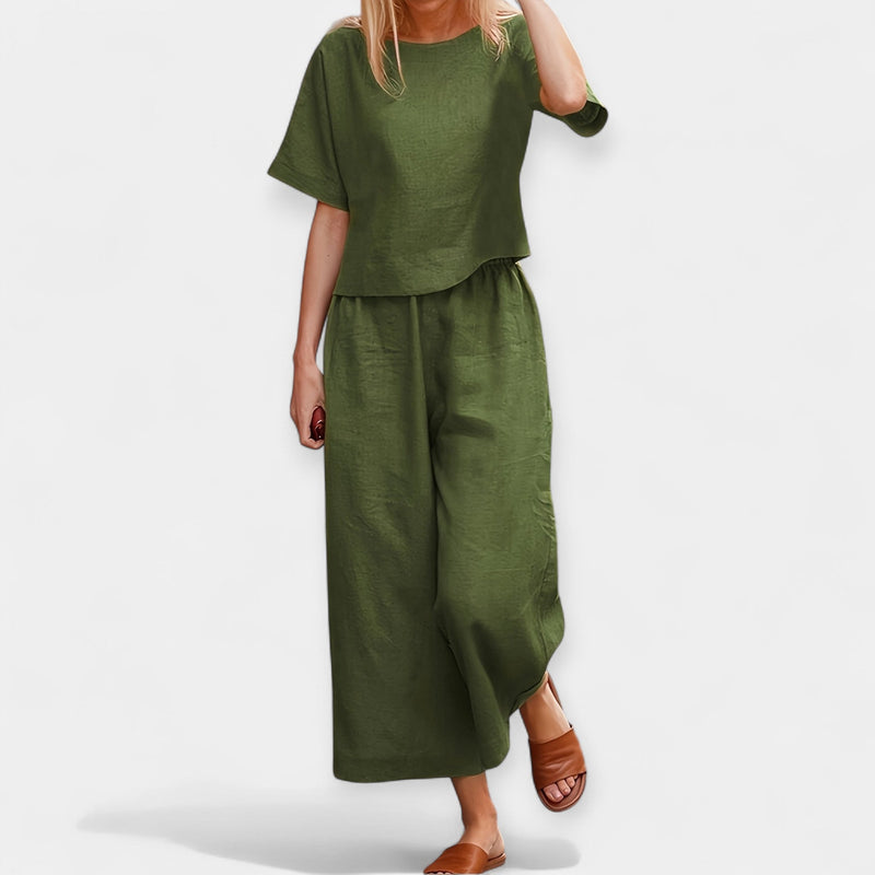 Conjunto de Calças Leves com Blusa de Manga Curta