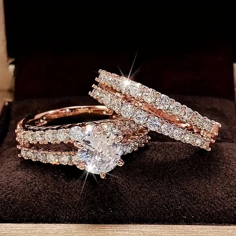 Conjunto de Anéis Brilho Eterno | Ouro