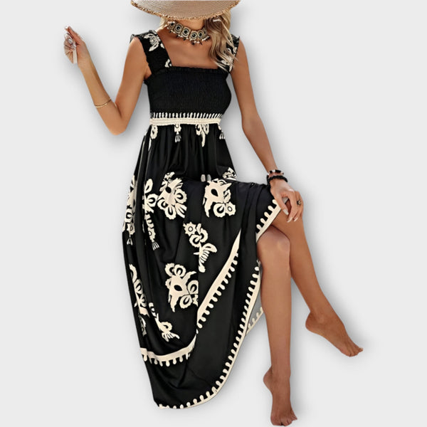 Vestido de Praia Estiloso com Decote Quadrado