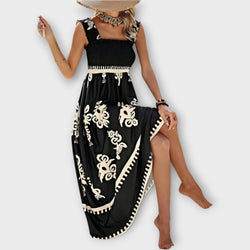 Vestido de Praia Estiloso com Decote Quadrado
