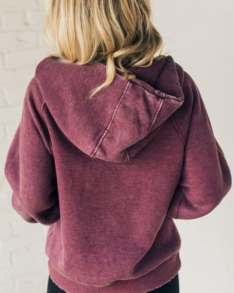 Nalas - Moletom com Capuz Zip Henley Acid Wash Fleece