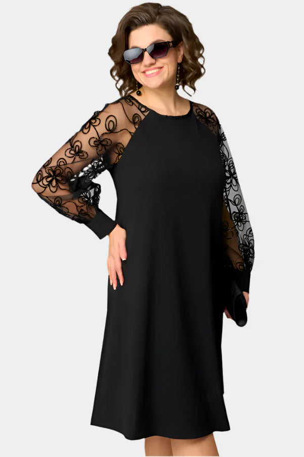 Vestido com mangas de renda macia