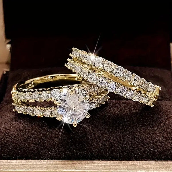 Conjunto de Anéis Brilho Eterno | Ouro