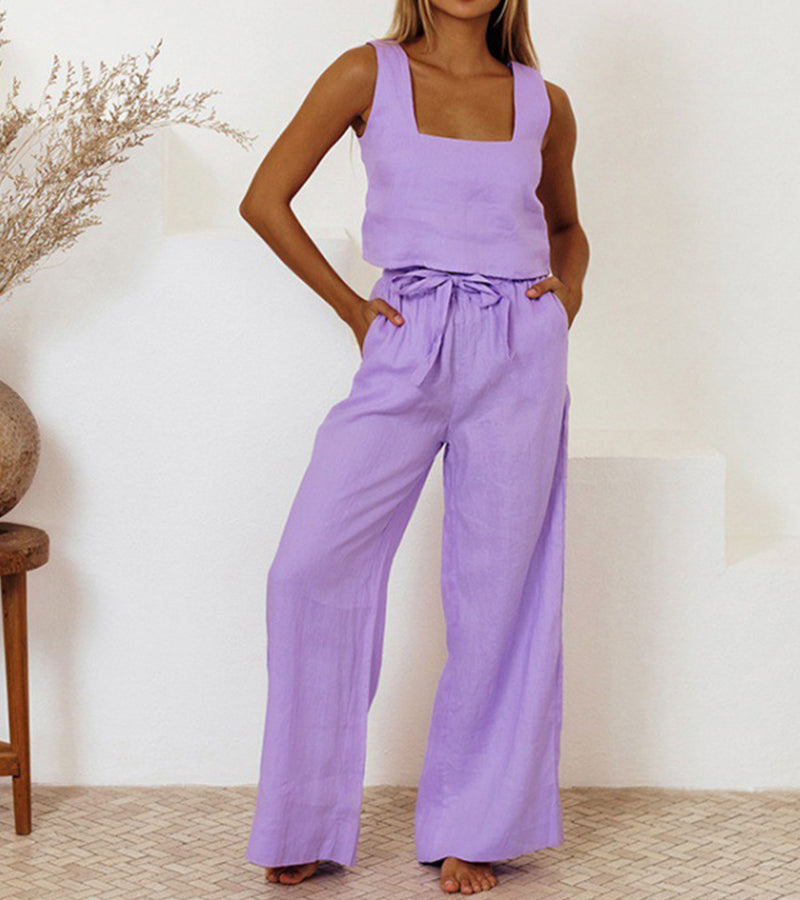 Evelyne | Conjunto de Blusa Minimalista de Luxo e Calça Pantalona
