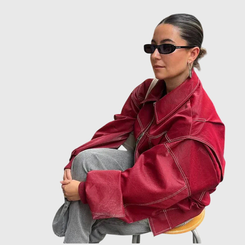 Faye™ - Jaqueta de Couro Oversized
