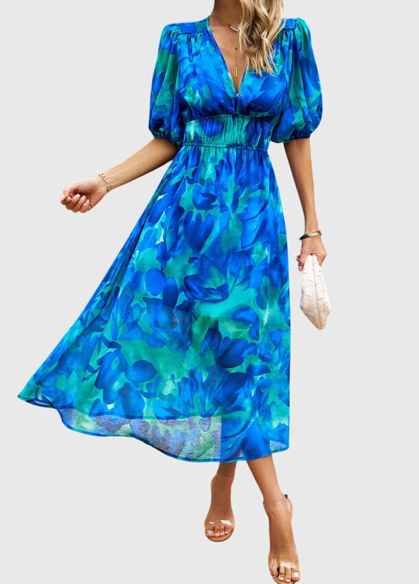Merlin™ | Vestido Midi Floral Que Valoriza a Silhueta