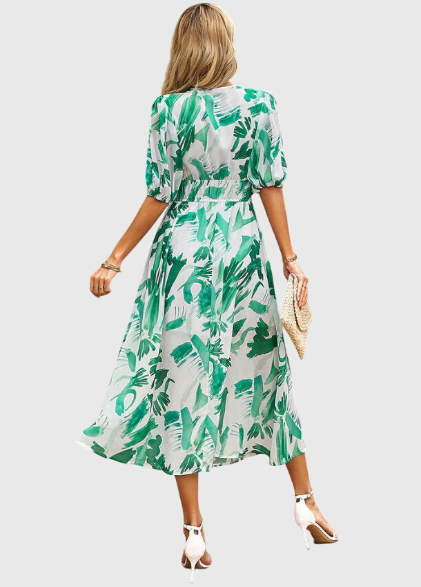 Merlin™ | Vestido Midi Floral Que Valoriza a Silhueta
