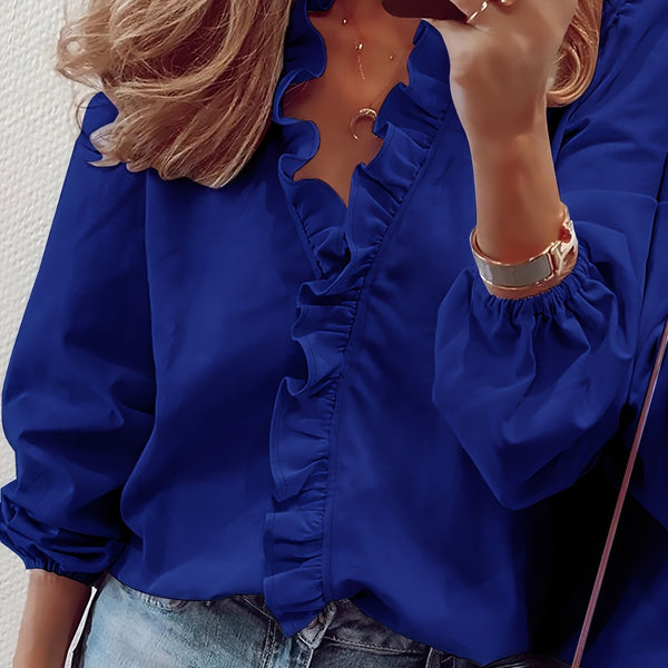 Cordelia | Blusa com Decote em V e Babados