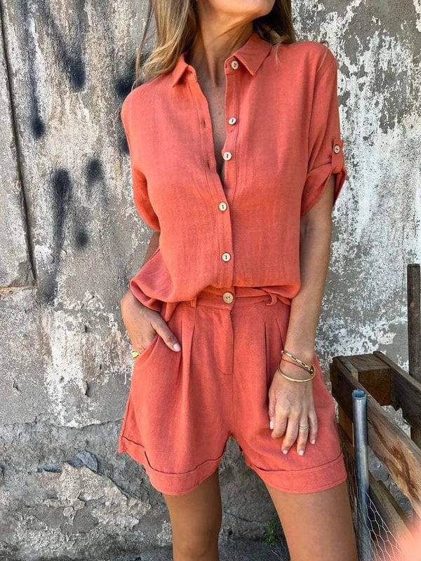 Linea | Conjunto Casual de Camisa e Shorts com Caimento Relaxado
